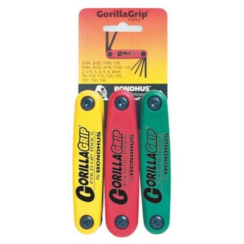 BONDHUS Gorilla Grip Hex fold up 7pcs Key Set Triple Pack HF24, 12533