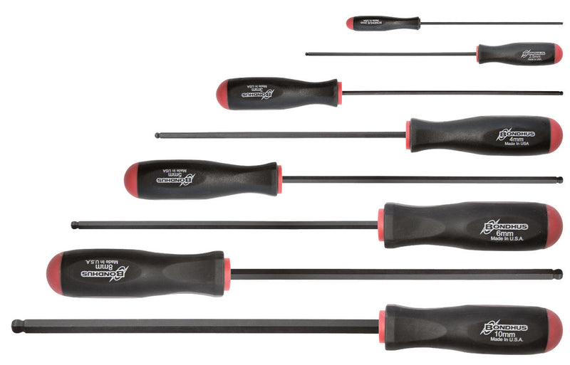 BONDHUS BSX8L Ball Driver HexScrewdriver 8pcs Metric Set 2mm-10mm , 10733