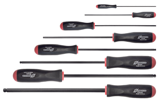 BONDHUS BSX8L Ball Driver HexScrewdriver 8pcs Metric Set 2mm-10mm , 10733
