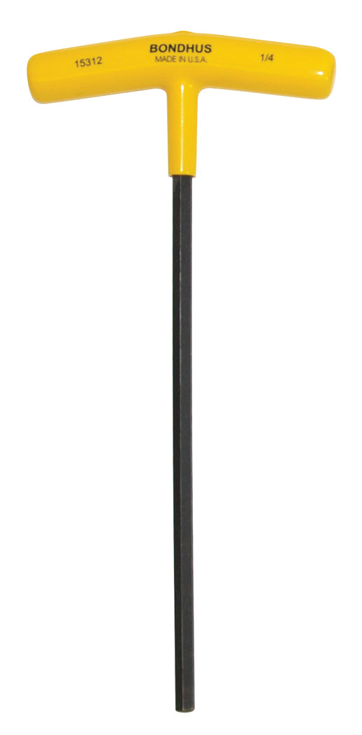 BONDHUS 1/4" T-Handle 9" Hex Driver, 15312