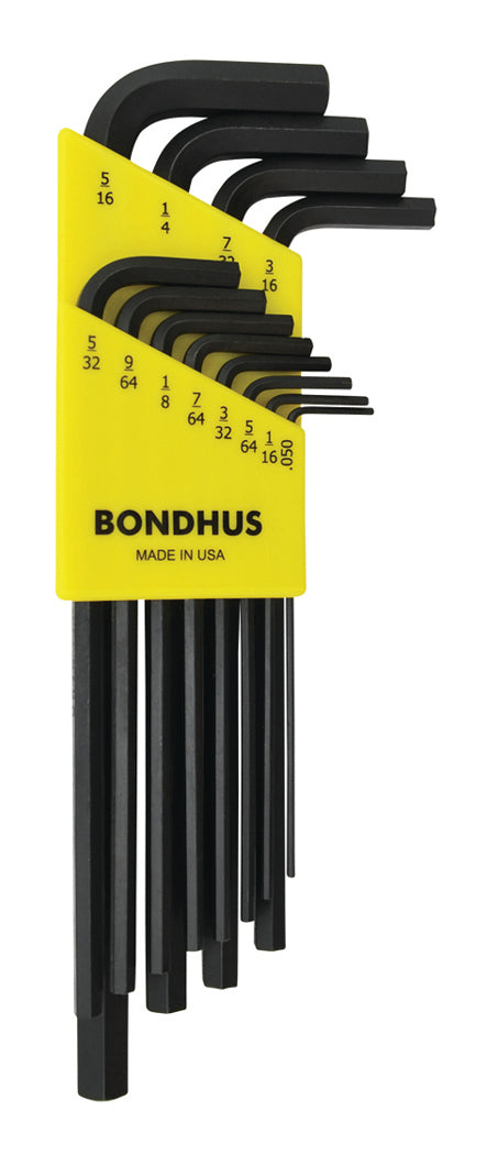 BONDHUS HLX12 Hex Key 12pcs Imperial Set 0.050"-5/16", 12136