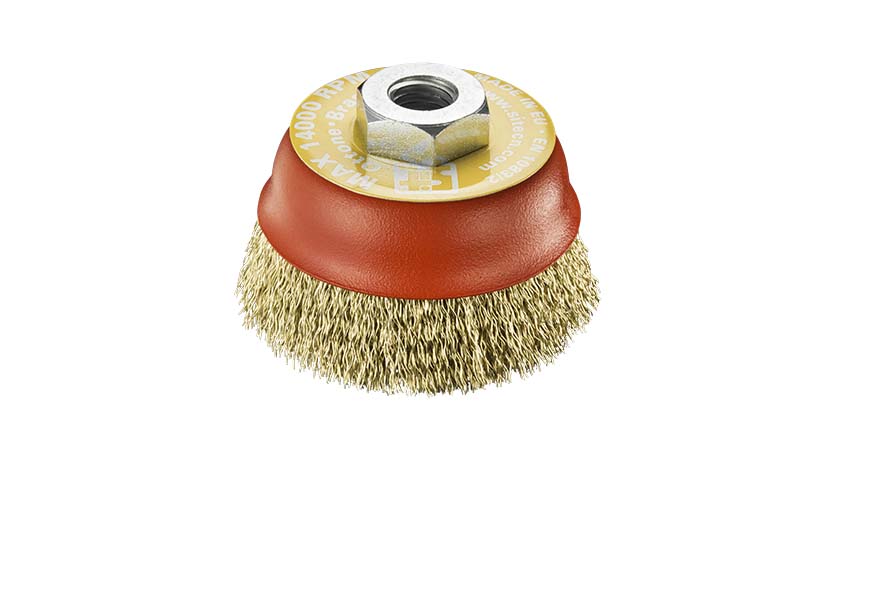 SITBRUSH T80 80mm Crimped 0.3 Brass Wire Cup Brush For Angle Grinder M14, 0130
