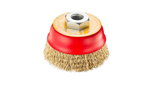 SITBRUSH T80 80mm Crimped 0.3 Brass Wire Cup Brush For Angle Grinder M14, 0130