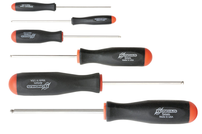 BONDHUS BSX6MB BriteGuard BallEnd Driver Hex 6pcs Metric Set 1.5mm-5mm, 16686