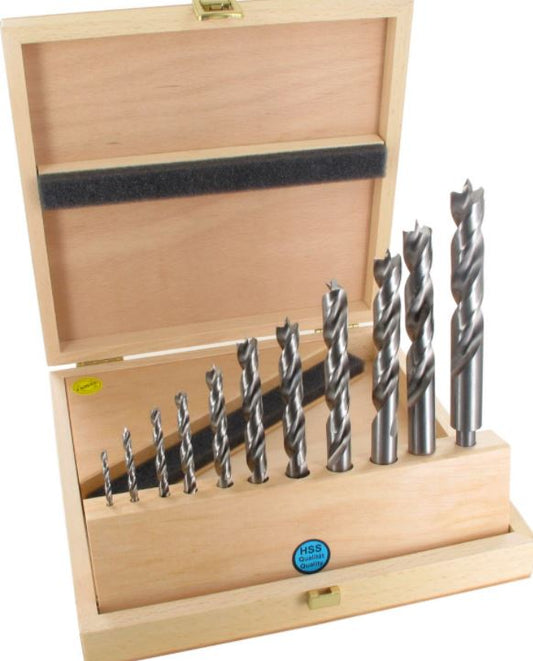 FAMAG 7pcs HSS Brad Point Drill Bit Set in Wooden Case, 1591507
