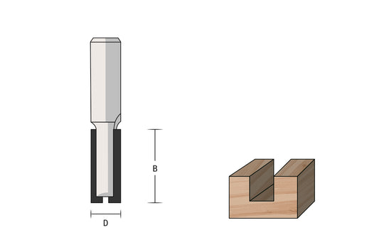 FAMAG Straight Bit high quality carbide tipping, D5 mm, Shank Ø 8mm, cutting length 20mm, 3107868