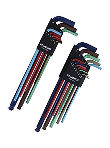 BONDHUS BLX22XLCG ColourGuard BallEnd Hex Key 22pcs Metric/Imperial Set, 69600