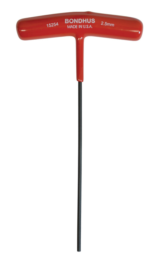 BONDHUS 2.5mm T-Handle 6" Hex Driver, 15254