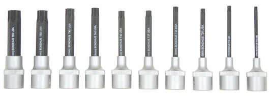BONDHUS PHTX10/S-2 Torx ProHold InHex Bits & Socket 10pcs Torx Set TX10-TX55, 44038