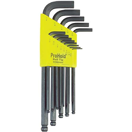 BONDHUS PBLX13 Prohold BallEnd Hex Key 13pcs Imperial Set 0.050"-3/8", 74937