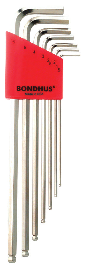 BONDHUS BLX7MB BriteGuard BallEnd Hex Key 7pcs Metric Set 1.5mm-6mm 17092