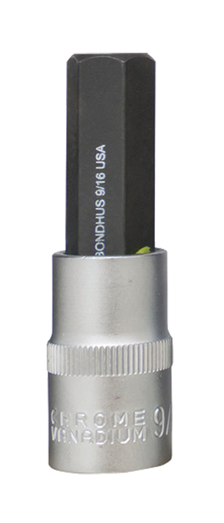 BONDHUS 9/16" 2" (50mm) ProHold InHex Bit 1/2" Socket, 9/16", 43217