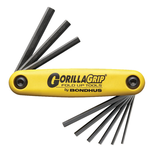 BONDHUS Gorilla Grip Hex fold up 9pcs Key Set 0.050-3/16" HF9S, 12591